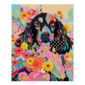 Poster Cocker Spaniel Chien et Fleurs 005 - Bijou sur mes (Devant)