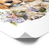 Poster Cocker Spaniel Chiot Pet Aquarelle Flower (Coin)