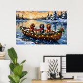 Poster Cocker Spaniel Christmas Boat Holiday (Bureau à domicile)