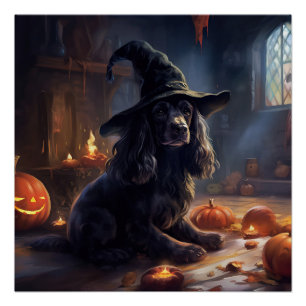 Poster Cocker Spaniel Citrouilles Halloween Épouvantable