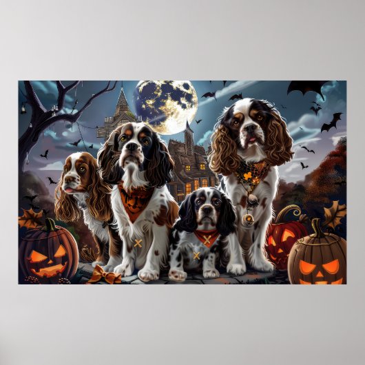 Poster Cocker Spaniel Halloween Éffrayant (Devant)