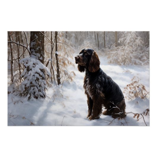 Poster Cocker Spaniel Laisser Neige Noël (Devant)