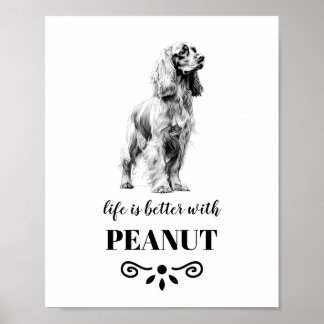 Poster Cocker Spaniel Life est meilleur avec Custom Dog N