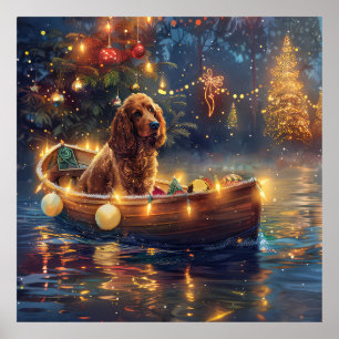 Poster Cocker Spaniel Noël Festive Voyage