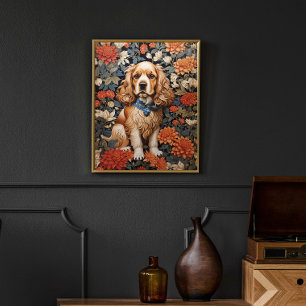 Poster Cocker Spaniel William Morris Inspiré Floral