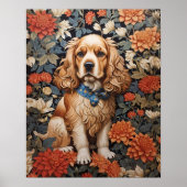 Poster Cocker Spaniel William Morris Inspiré Floral (Devant)