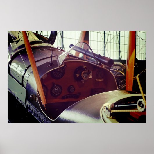 Poster Cockpit d'avion biplan vintage (Devant)