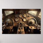 Poster cockpit de l'avion Steampunk (Devant)