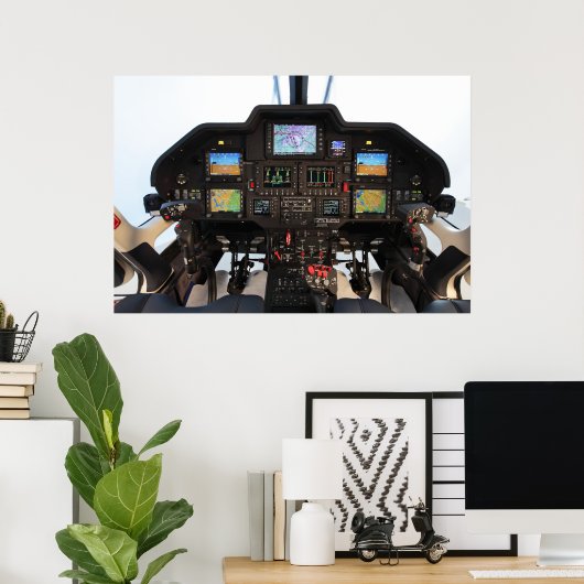 Poster cockpit d'hélicoptère (Bureau à domicile)
