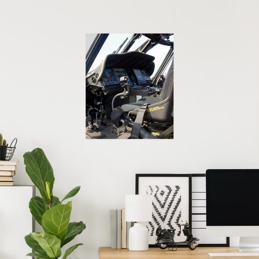 Poster Cockpit d'hélicoptère militaire (Bureau à domicile)