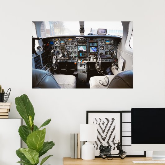 Poster cockpit Jet (Bureau à domicile)