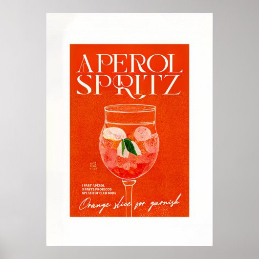 Poster Cocktail Aperol Spritz Gros verre orange (Devant)