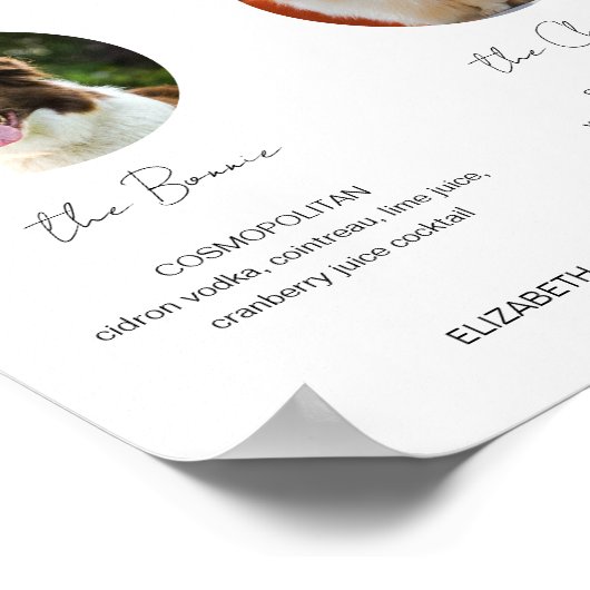 Poster Cocktail bar chien avec 2 photos (Coin)