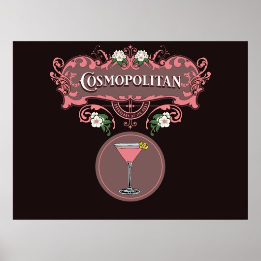 Poster Cocktail Cosmopolite Retro (Devant)
