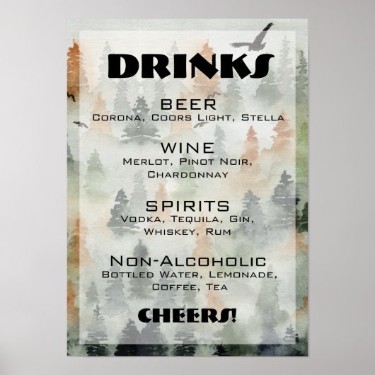 Poster Cocktail d'alcool bar à boissons ÉDITABLE (Devant)