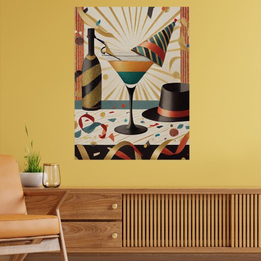 Poster Cocktail de milieu de siècle - Nouvel An (Salon 2)