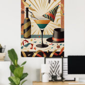 Poster Cocktail de milieu de siècle - Nouvel An (Bureau à domicile)