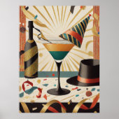 Poster Cocktail de milieu de siècle - Nouvel An (Devant)
