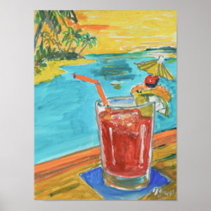 Poster Cocktail de plage au coucher de soleil tropical