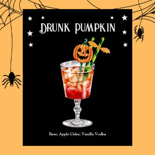 Poster Cocktail d'Halloween avec recette Citrouille