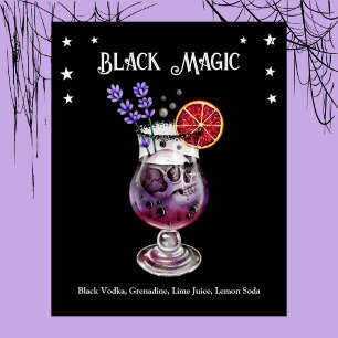 Poster Cocktail d'Halloween avec recette crâne