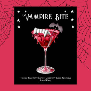 Poster Cocktail d'Halloween Vampire Martini Recette