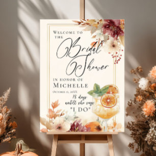 Poster Cocktail et Fleurs d'automne Fête des mariées Bien