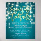 Poster Cocktail Gold Signature Boisson Menu Décor Mariage (Devant)
