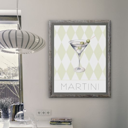 Poster Cocktail Martini boire sur Harlequin Arrière - pla