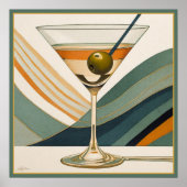 Poster Cocktail Martini Conception du milieu du siècle (Devant)