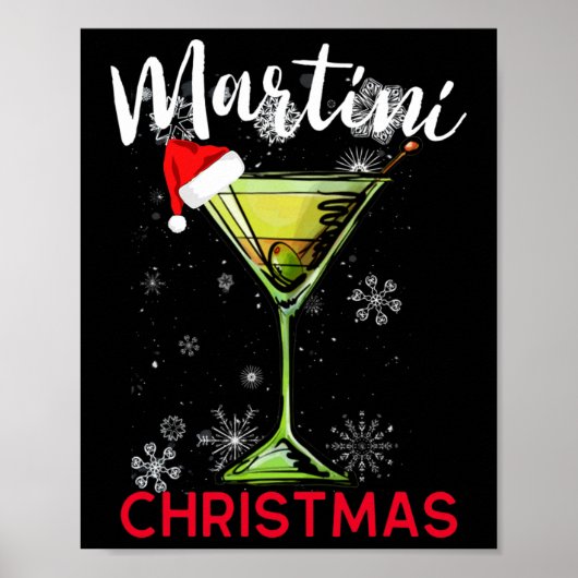 Poster Cocktail Martini de Noël Happy Hour Fun Drink Gi (Devant)