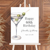 Poster Cocktail Martini Joyeux 60e anniversaire