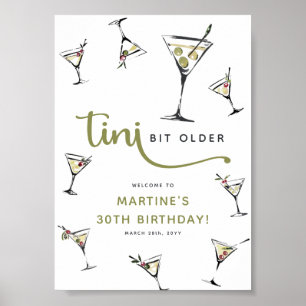 Poster Cocktail Martini 'Un peu plus âgé' Anniversaire Ad