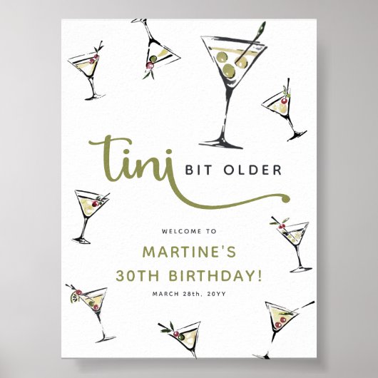 Poster Cocktail Martini 'Un peu plus âgé' pour un anniver (Devant)