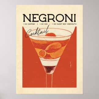 Poster Cocktail Negroni vintage : un goût du passé