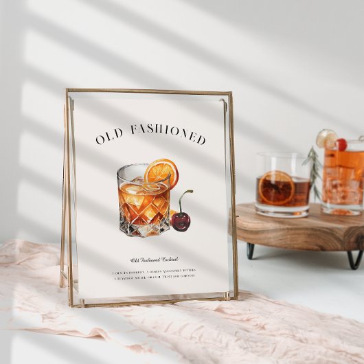 Poster Cocktail Old Fashioned | Menu de boissons d'annive