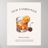 Poster Cocktail Old Fashioned | Menu de boissons d'annive (Devant)