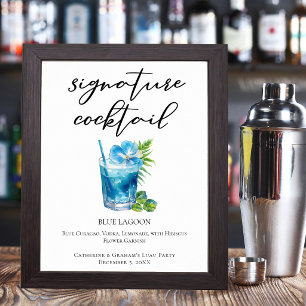 Poster Cocktail Signature Blue Lagoon de Plage Tropicale