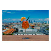 Poster Cocktail Spritz sur une table avec vue sur Milan (Devant)