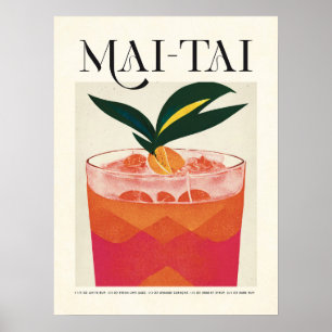 Poster Cocktail Tropical Mai Tai Retro Tiki