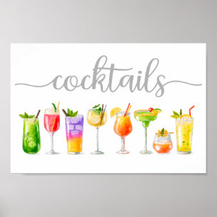 Poster Cocktails Aquarelle Bar Décor