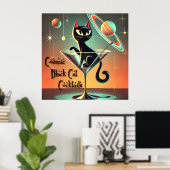 Poster Cocktails de chat noir cosmique futuriste atomique (Bureau à domicile)