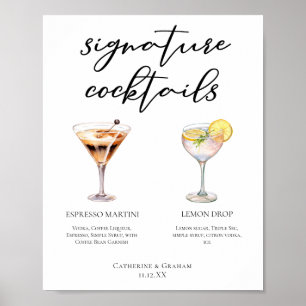Poster Cocktails de mariage Menu Espresso Martini Lemon D