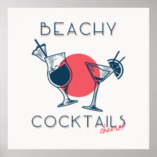 Poster Cocktails de plage Apéro fête artistique