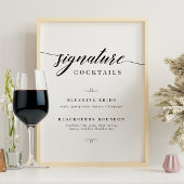 Poster Cocktails de signature de mariage à écriture éléga