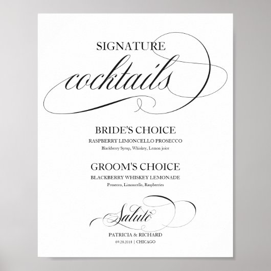 Poster Cocktails Signature Black Script (Devant)