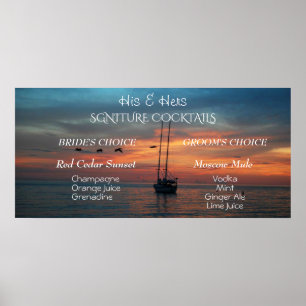 Poster Cocktails Signature Bride et Groom Summer Sunset