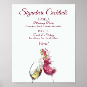Poster Cocktails Signature Danse du vin rouge et blanc