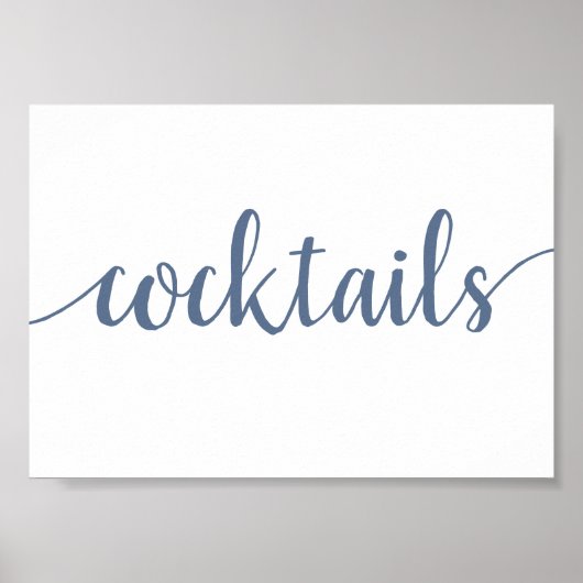 Poster Cocktails simples | Dusty Blue Any Event Bar Sign (Devant)