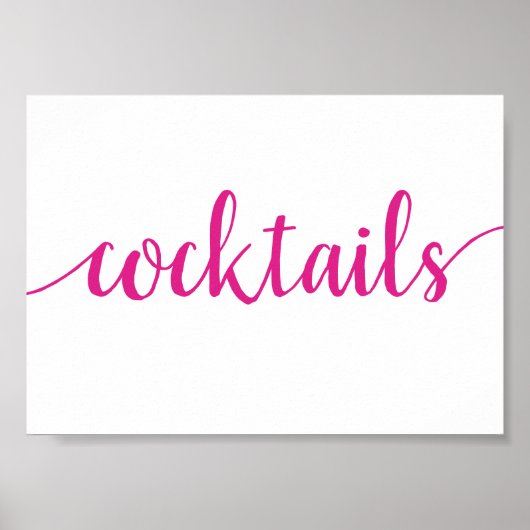 Poster Cocktails simples | Hot Pink - Panneau de la barre (Devant)